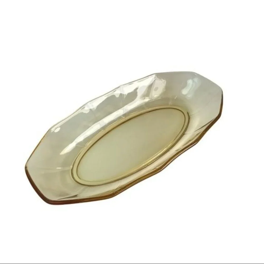 Vintage Fostoria Fairfax Yellow Glass Oval Serving Dish